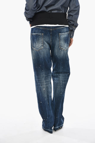 Vintage-Effect Jeans With Painted Frayed Hem