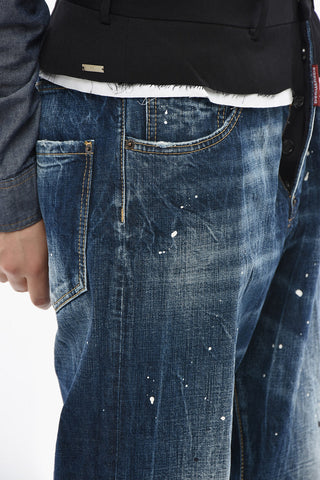 Vintage-Effect Jeans With Painted Frayed Hem