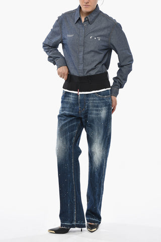 Vintage-Effect Jeans With Painted Frayed Hem