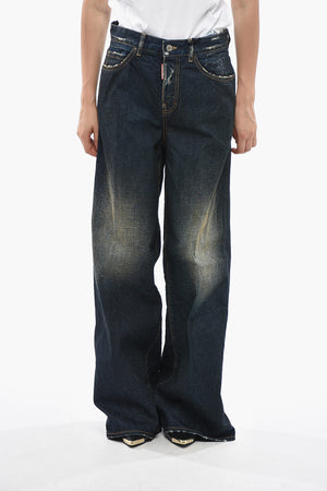 Jeans a Gamba Larga Effetto Stonewashed 34cm