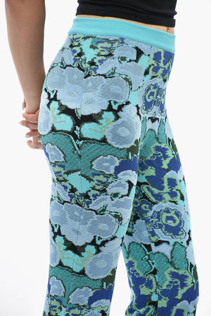 Floral Jacquard Flared-Leg Trousers