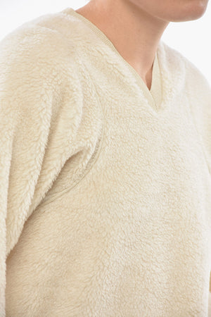 Teddy Sweatshirt with V-Neck and Embroidered Logo