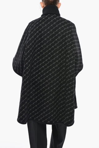 Wool-Blend Cape BRINDABELLA with All-Over Logo and Zip Closure