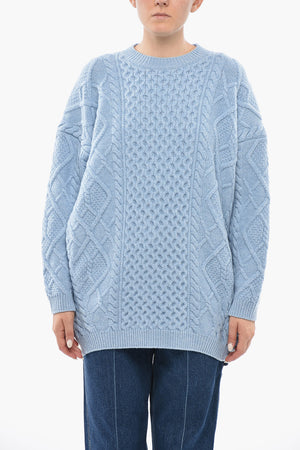 Maglia Girocollo in Lana Vergine Motivo Aran