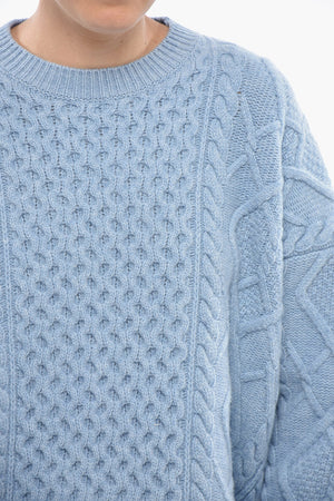 Maglia Girocollo in Lana Vergine Motivo Aran