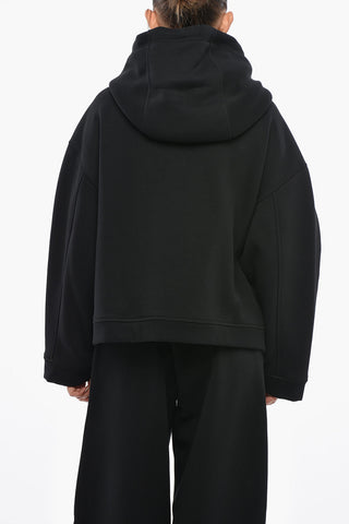 Maxi Hoodie A Solid-Color With Patch Pockets