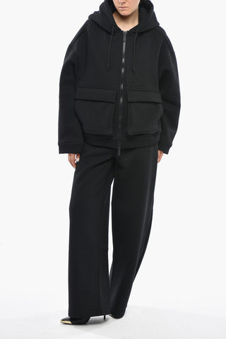 Maxi Hoodie A Solid-Color With Patch Pockets
