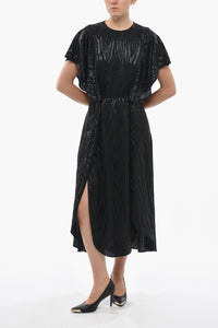 Lurex Long Short-Sleeve Dress
