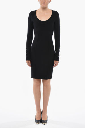 Long-Sleeve Virgin Wool-Blend Mini Dress
