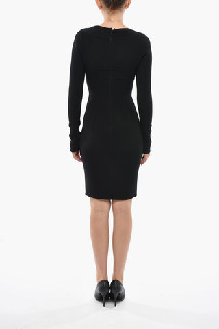 Long-Sleeve Virgin Wool-Blend Mini Dress