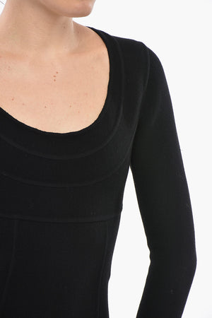 Long-Sleeve Virgin Wool-Blend Mini Dress