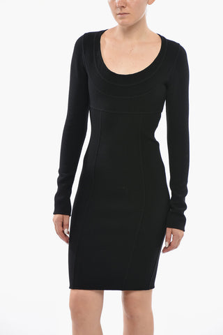 Long-Sleeve Virgin Wool-Blend Mini Dress