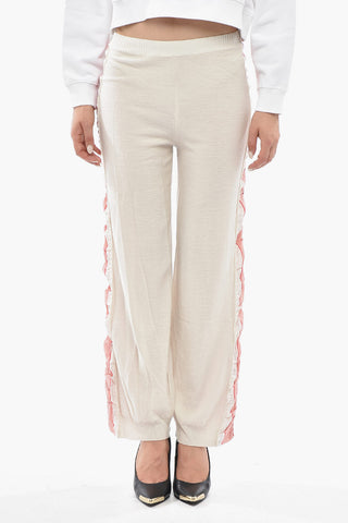 Virgin Wool Trousers With Ankle Slit And Silk Side Stripe