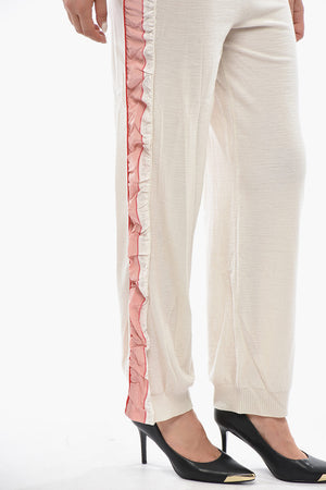 Virgin Wool Trousers With Ankle Slit And Silk Side Stripe