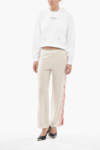 Virgin Wool Trousers With Ankle Slit And Silk Side Stripe