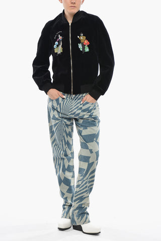 Embroidered Velvet Bomber Jacket YELLOW SUBMARINE