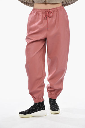 Vegan Leather Joggers With Elastic Waist
