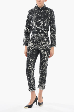 Stretch Denim Jumpsuit Acid-Wash Effect