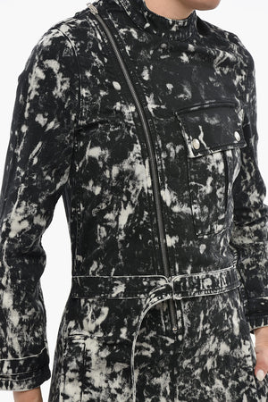 Stretch Denim Jumpsuit Acid-Wash Effect