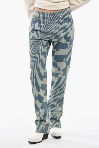 ED CURTIS X STELLA MCCARTNEY Stretch Denim Jeans with Optical Pattern 19cm
