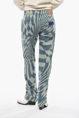 ED CURTIS X STELLA MCCARTNEY Stretch Denim Jeans with Optical Pattern 19cm