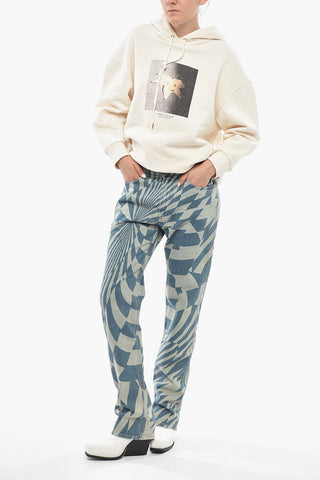 ED CURTIS X STELLA MCCARTNEY Stretch Denim Jeans with Optical Pattern 19cm