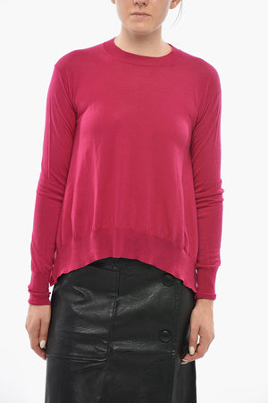 Maglia Relaxed Fit in Lana Vergine con Spacchi Laterali