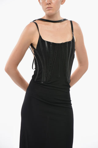 Solid-Color Maxi Dress with Bustier