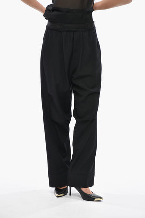Virgin Wool Trousers With Logo Elastic Waistband