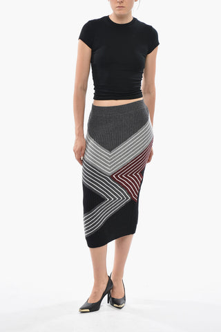 FRANK STELLA Ribbed Knit Pencil Skirt