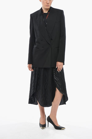 Wool Double-Breasted Blazer LUISA with Peak Lapel and Embroidered Ribbon