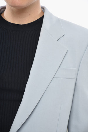 Wool-Blend Blazer With Flap Pockets And Back Vent