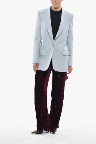 Wool-Blend Blazer With Flap Pockets And Back Vent
