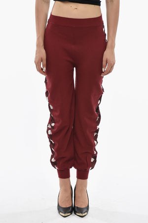 Virgin Wool Trousers with Printed Silk Side Band