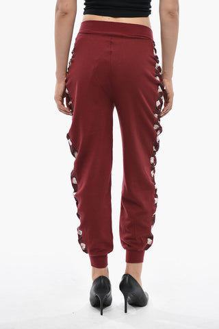 Virgin Wool Trousers with Printed Silk Side Band