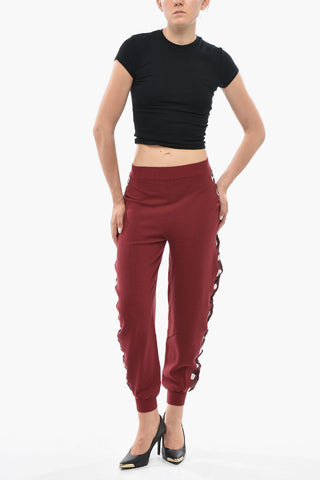 Virgin Wool Trousers with Printed Silk Side Band