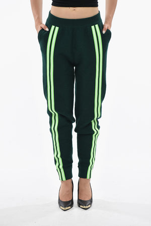 Joggers in Lana con Bande a Contrasto e Logo Ricamato
