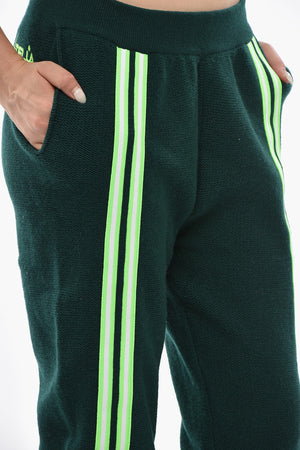 Wool Joggers With Contrast Bands And Embroidered Logo