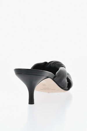 Leather Mules with Front Knot and 7cm Heel
