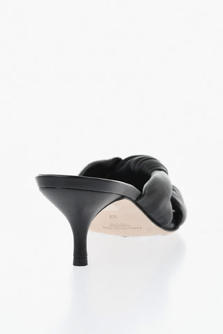 Leather Mules with Front Knot and 7cm Heel