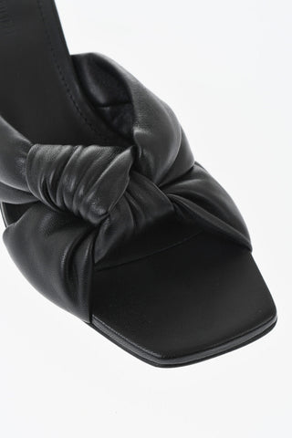 Leather Mules with Front Knot and 7cm Heel