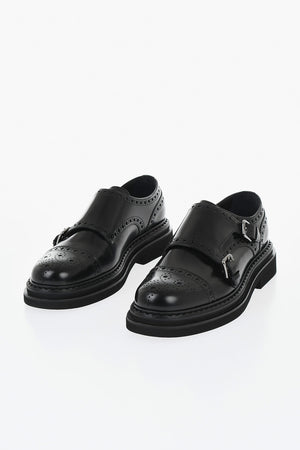 Leather Monk-Strap Shoes DAY CLASSIC with Brogue Details