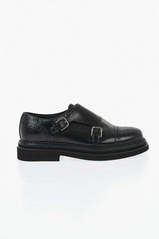 Leather Monk-Strap Shoes DAY CLASSIC with Brogue Details