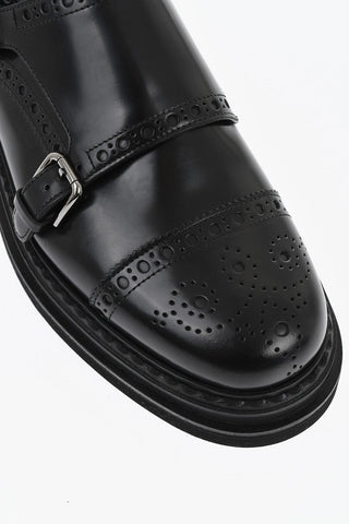 Leather Monk-Strap Shoes DAY CLASSIC with Brogue Details