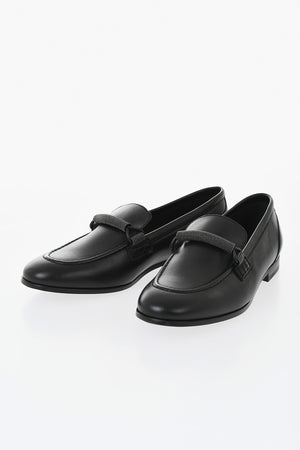 Leather Loafers with Rhinestone Detail