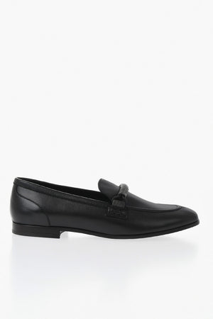 Leather Loafers with Rhinestone Detail