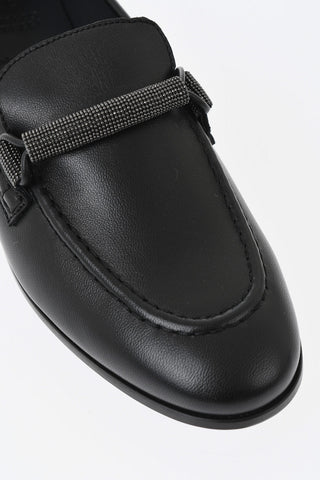Leder-Mokassins mit Strass-Detail