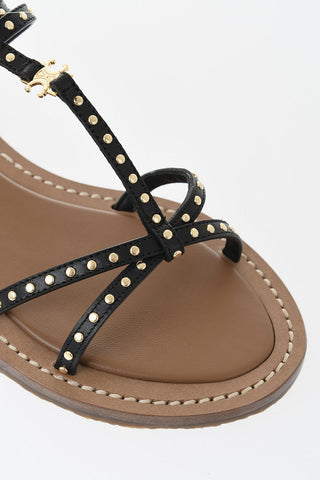 Leather Sandals with Gold-Effect Studs
