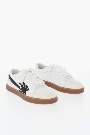 Sneakers Basse in Pelle e Suede con Monogram in Rilievo