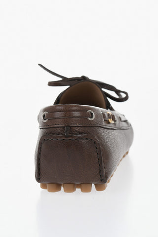 GARAVANI Leather Deck Loafers With Square Toe And Gold Monogram